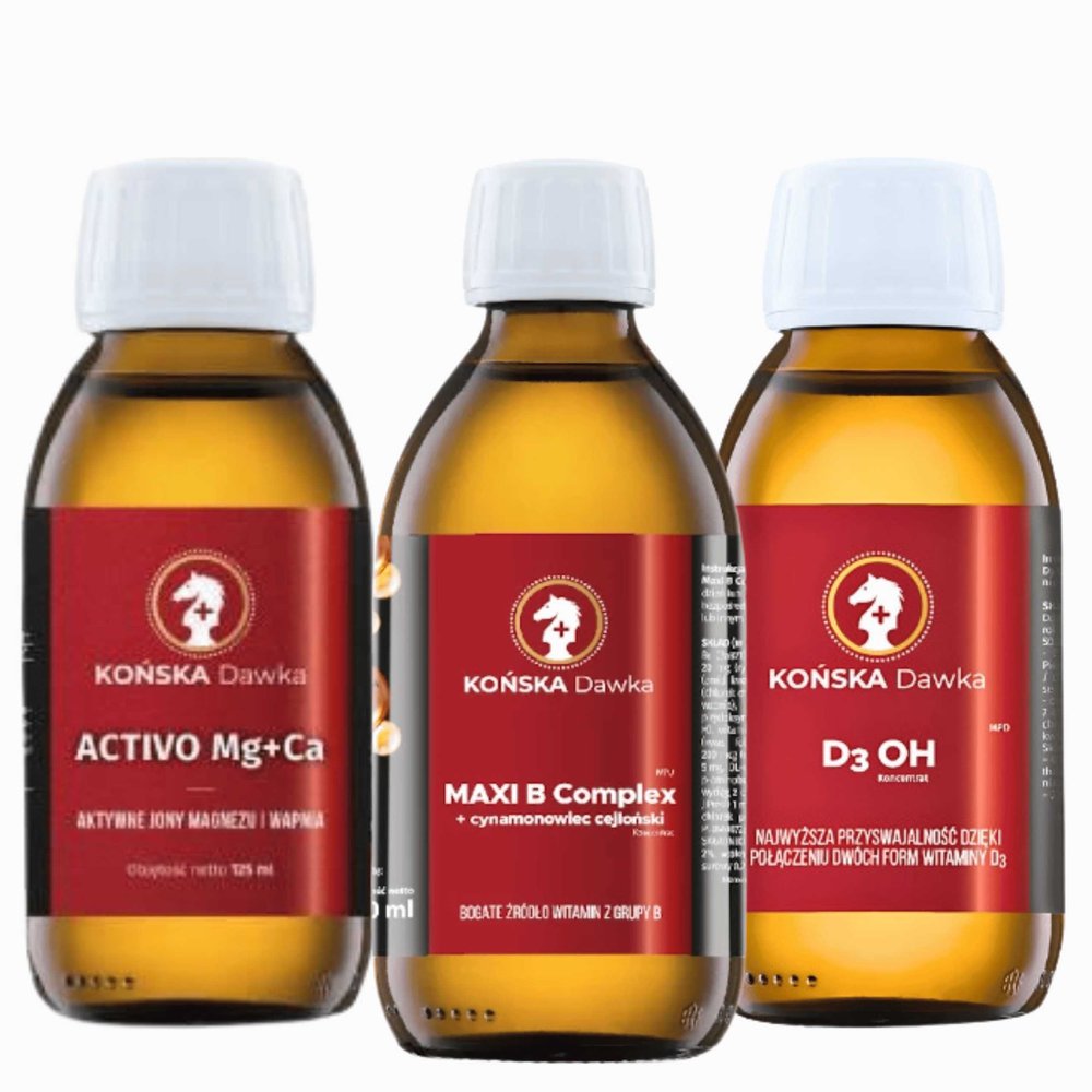Zestaw Końska Dawka: Witamina D + Witamina B Complex + Activio Mg+Ca